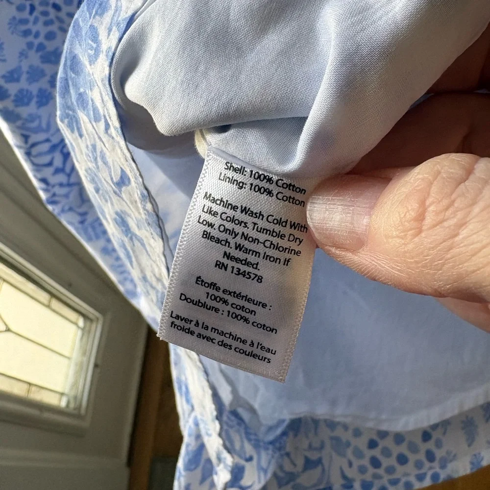 Vineyard Vines EUC Painted Patchwork Off The Shoulder 100% Cotton Romper Size L - Picture 9 of 13